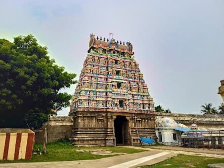 The ancient Arappaleeswarar Temple with colorful carvings, a major attraction on the Kolli Hills route.