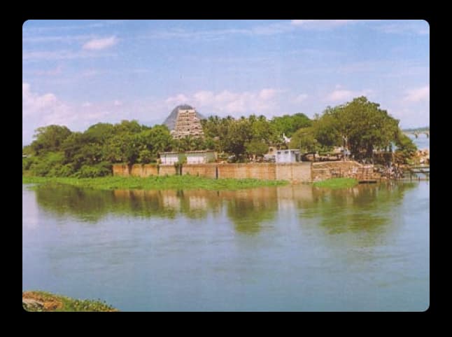 A peaceful riverside view surrounded by lush greenery near Koli Hills, showing the calm setting visitors enjoy