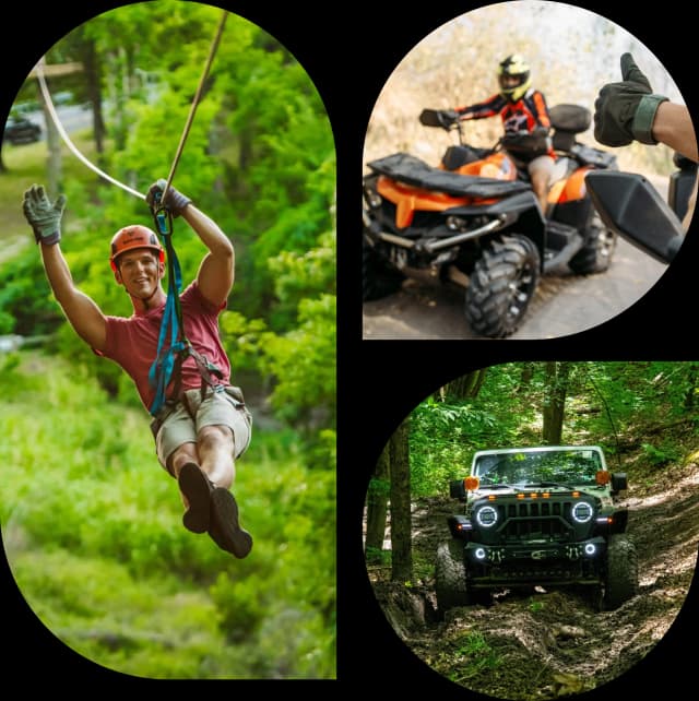 Thrilling adventure activities with a zipline ride, ATV biking, and an off-road jeep in Kolli Hills
